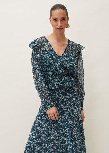 Phase Eight Lola Floral Shirts Blue Australia | LA0896137